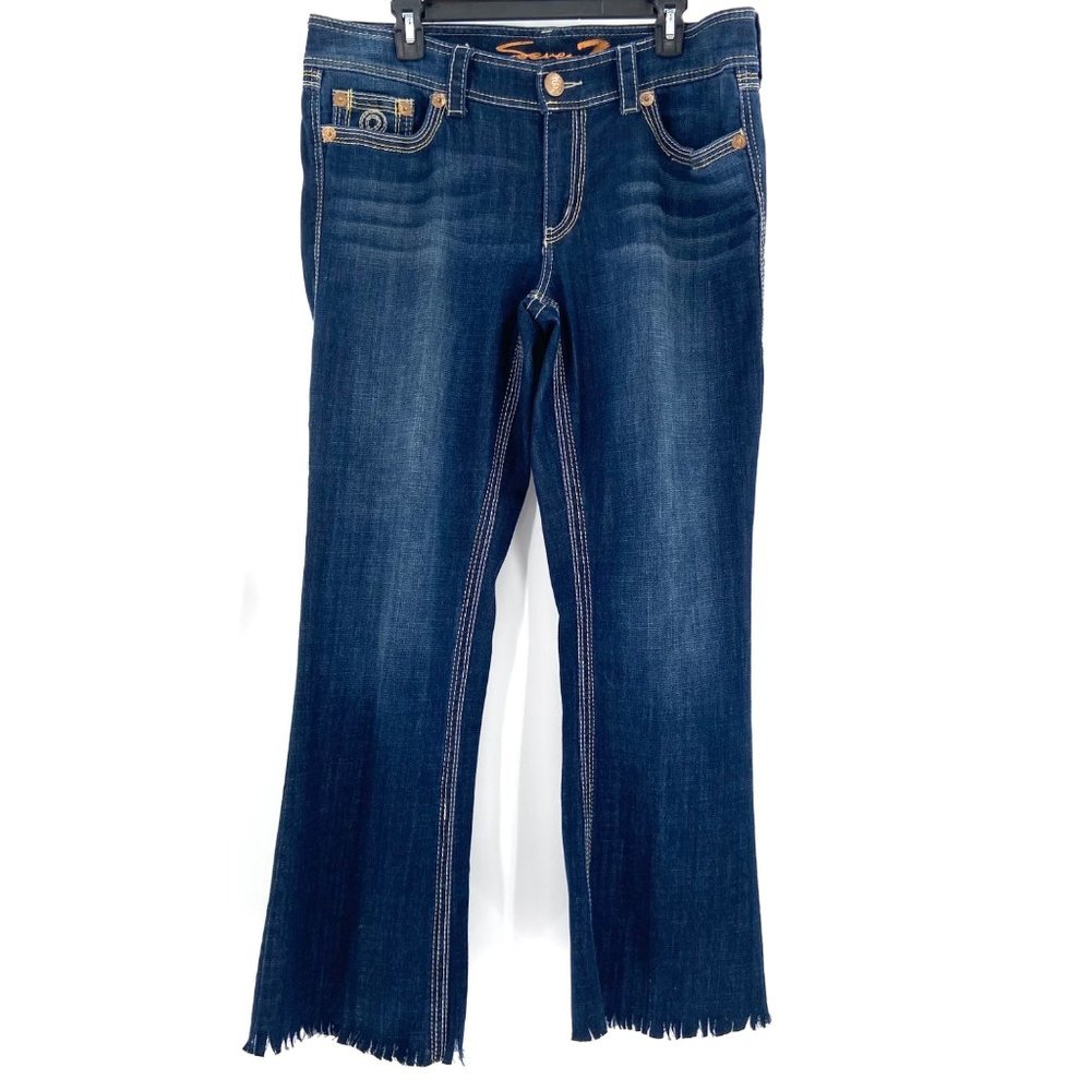 Seven7 Bootcut Fringed Raw Hem Jeans Size 16